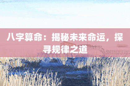 八字算命：揭秘未来命运，探寻规律之道