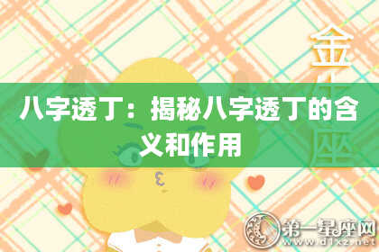 八字透丁：揭秘八字透丁的含义和作用