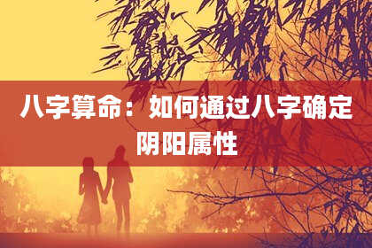 八字算命：如何通过八字确定阴阳属性