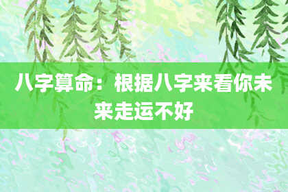 八字算命:根据八字来看你未来走运不好