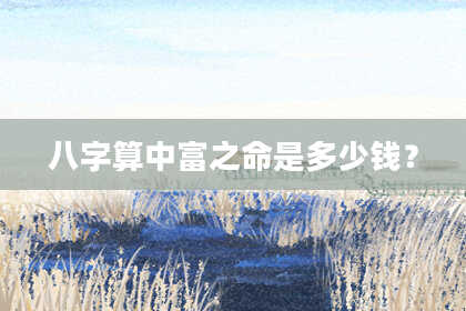 八字算中富之命是多少钱?