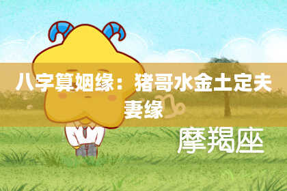 八字算姻缘:猪哥水金土定夫妻缘