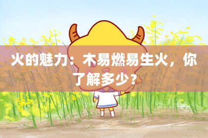 火的魅力:木易燃易生火,你了解多少?