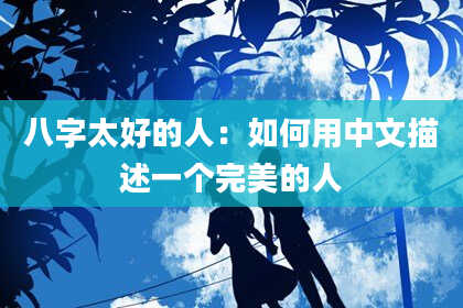 八字太好的人：如何用中文描述一个完美的人