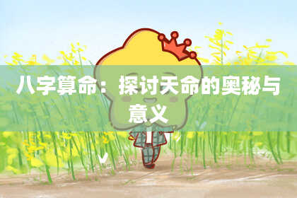 八字算命：探讨天命的奥秘与意义