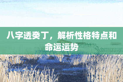 八字透癸丁，解析性格特点和命运运势
