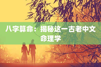 八字算命：揭秘这一古老中文命理学