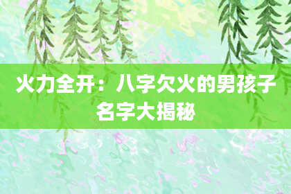 火力全开:八字欠火的男孩子名字大揭秘