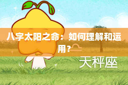 八字太阳之命：如何理解和运用？