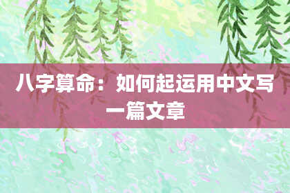 八字算命：如何起运用中文写一篇文章