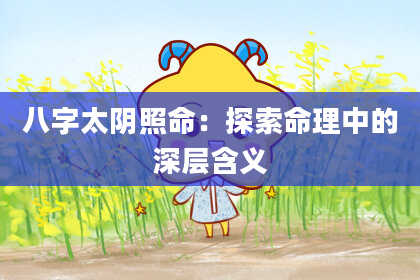 八字太阴照命：探索命理中的深层含义